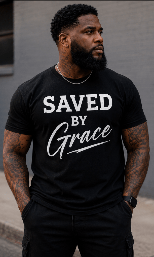 Saved By Grace Christian Streetwear T-Shirt - IXOI Faith