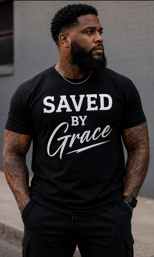 Saved By Grace Christian Streetwear T-Shirt - IXOI Faith